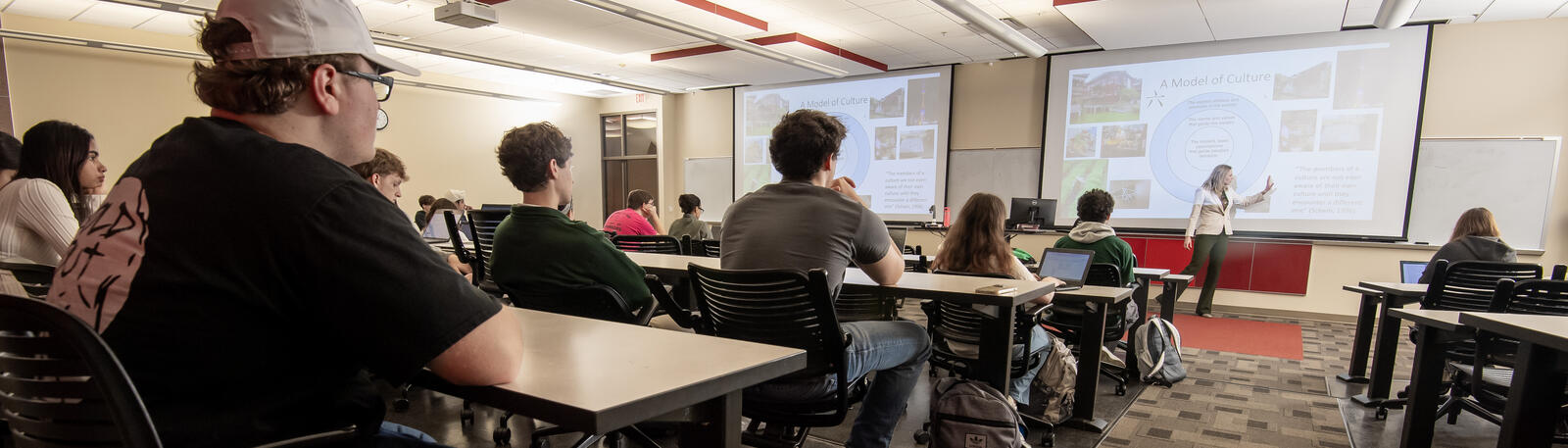 photo of students and a professor in class
